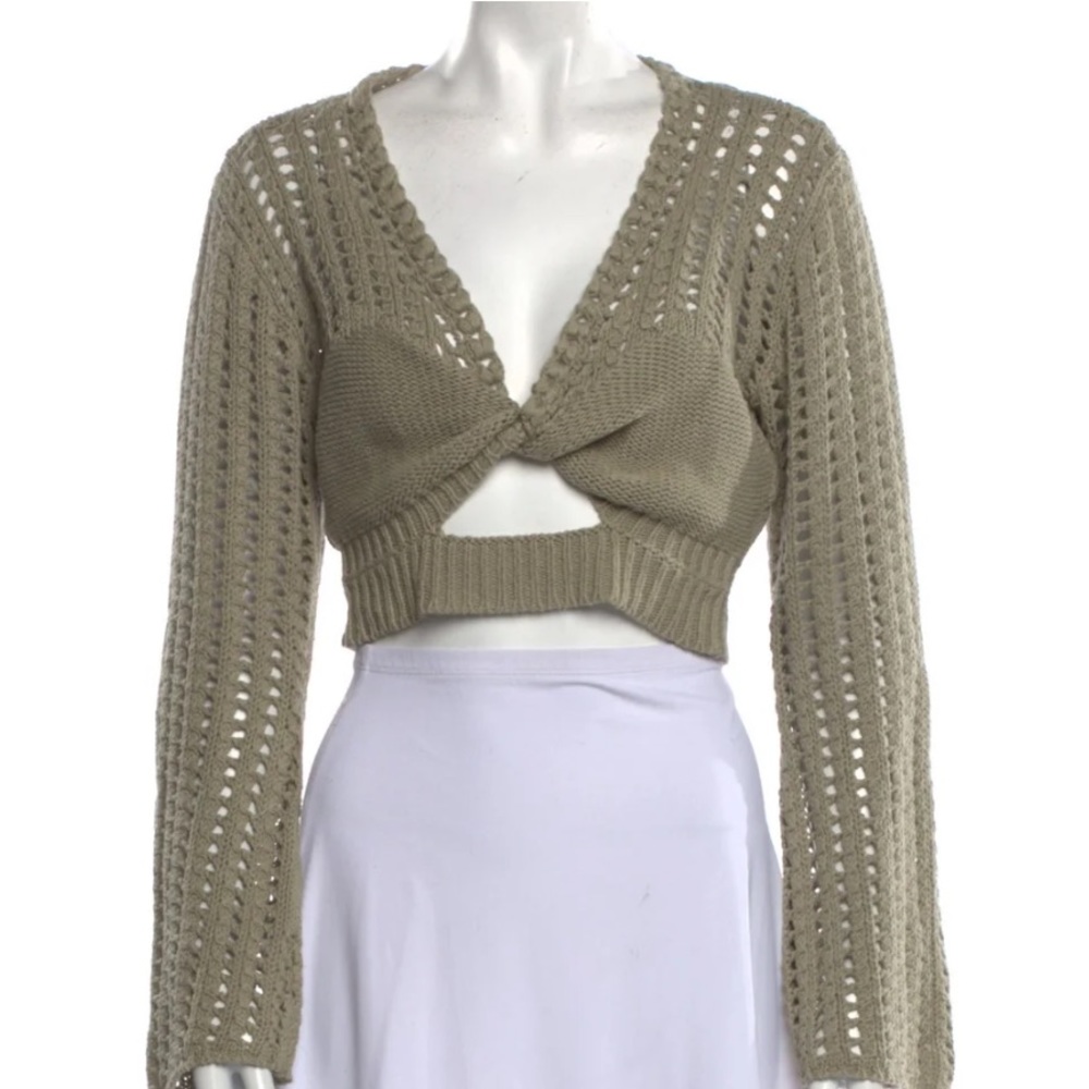 Jonathan Simkhai Nile Crochet Crop Sweater, Size M